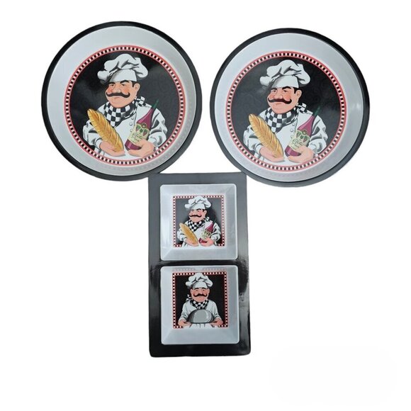 💥262 Vintage Fat Chef Serving Plastic Party Trays - Picture 1 of 3
